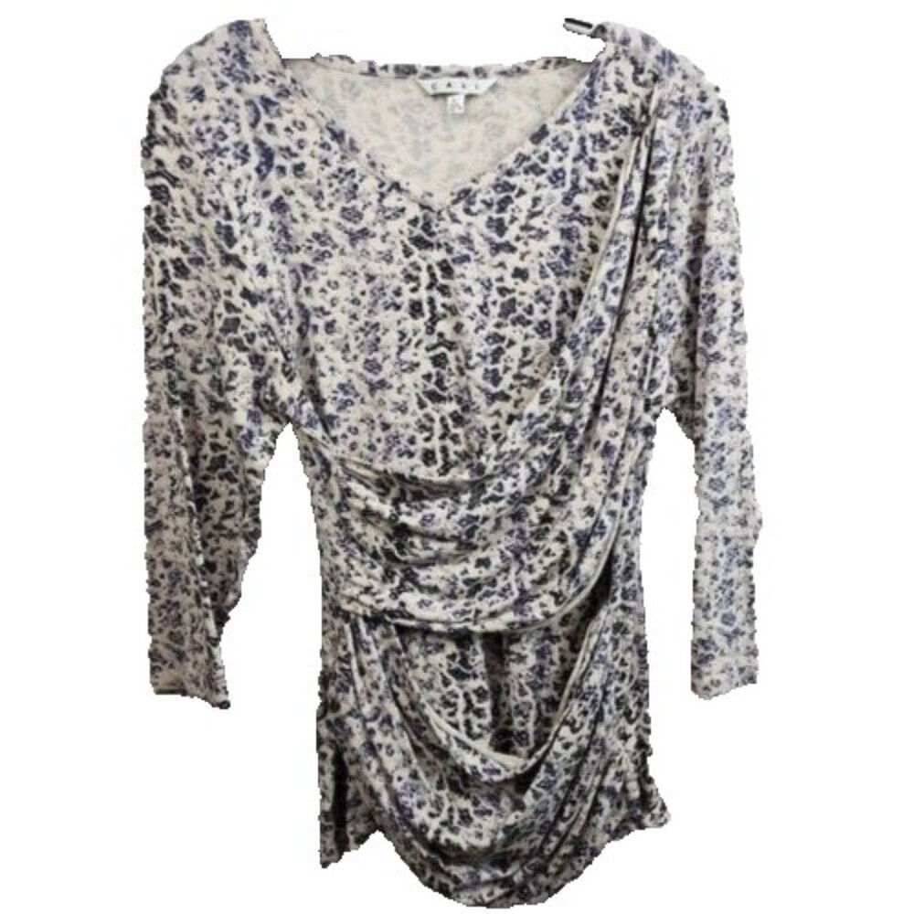Cabi Womens By The Shore Top Large Animal Print Double Drape Front Casual #262